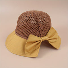 Bowknot Hollow Stitching Bucket Hat Sunscreen Beach Hat