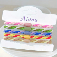 5pcs Rainbow Hair Tie Bracelet Braided Hair Rope Ponytail Holder Women Girls