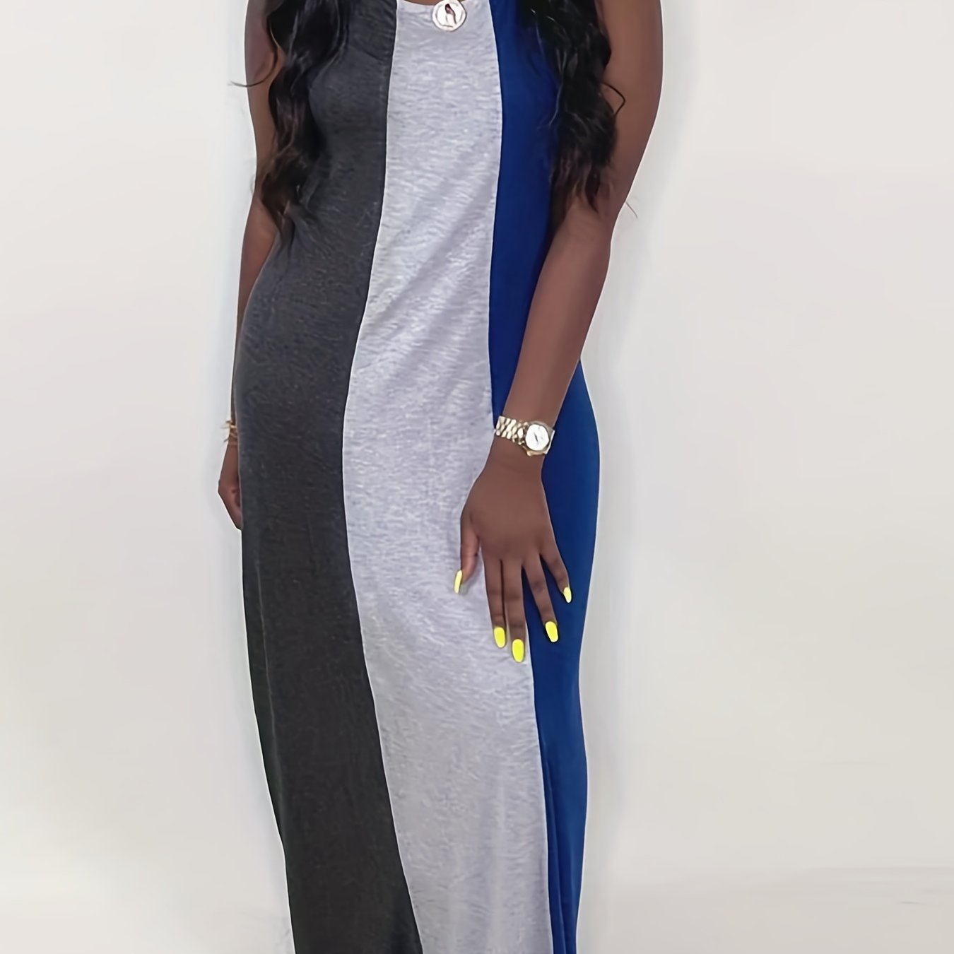  Colorblock Maxi Tank Dress