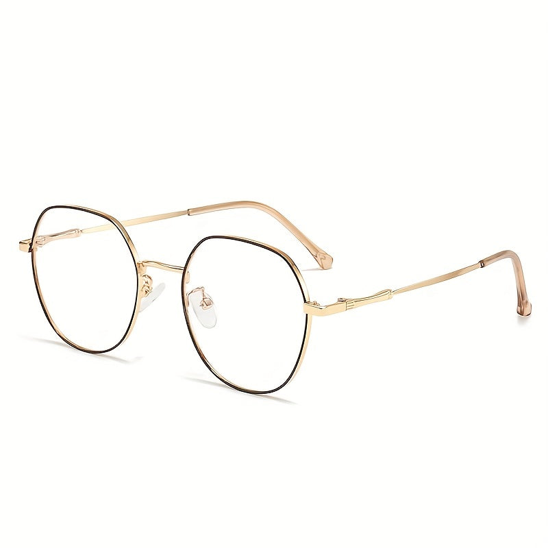 Metal Oval Clear Lens Anti Eyestrain Glasses