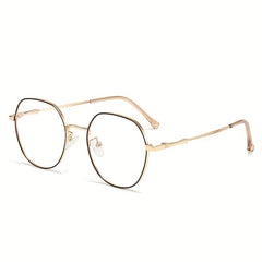 Metal Oval Clear Lens Anti Eyestrain Glasses