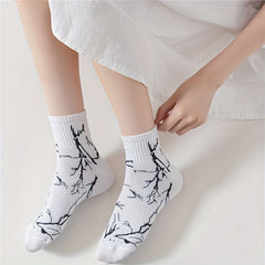 Lightning Print Socks - Women's Mid Tube Stockings