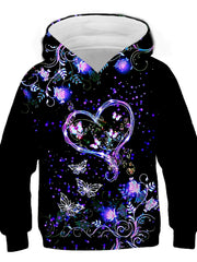 Butterfly Graphic Kids Hoodie Animal 3D Print 3-14Y