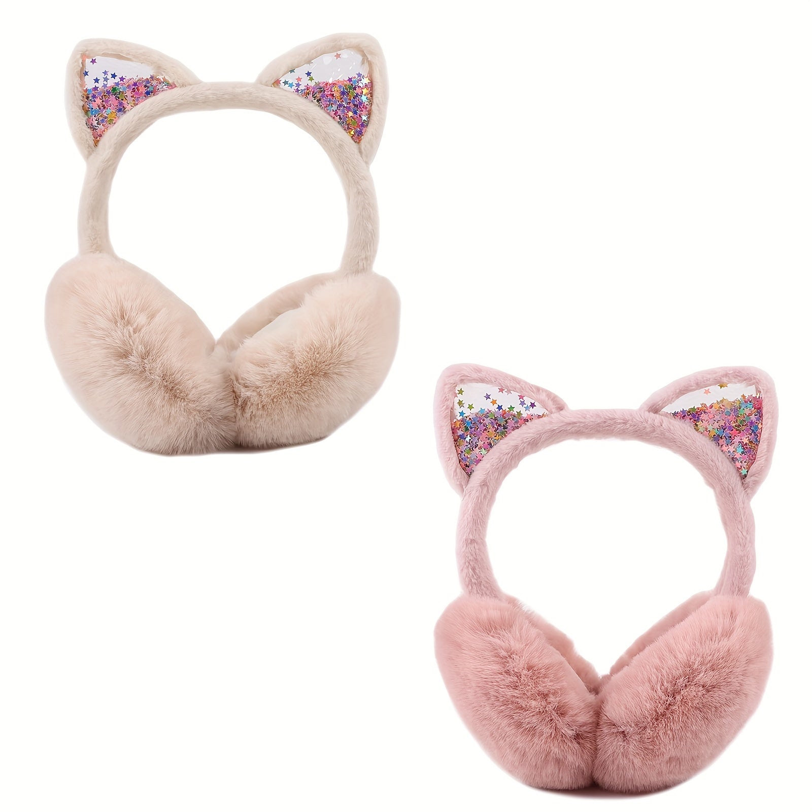 2 Pack Plush Ear Muffs Winter Ear Warmers Unisex Hand Wash Fabric
