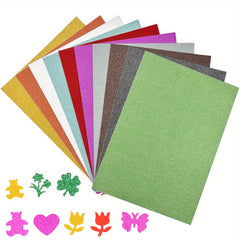 10pcs Glitter Cardstock Paper - Colorful Sparkly Cardstock