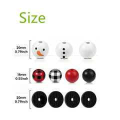 Christmas Wooden Beads Ornaments Snowman Winter Decor Farmhouse