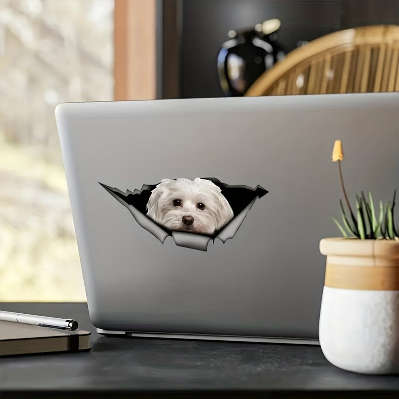 Maltese Car Sticker Pet Dog Metal Decal Reflective Waterproof Car Styling