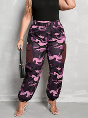 Plus Camo High Waist Belted Joggers