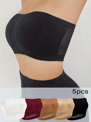 5-Pack Cut Out Bandeau Bras - Breathable Everyday Lingerie