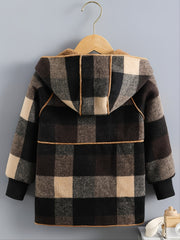Boys Plaid Jacket Hooded Winter Kids Clothes