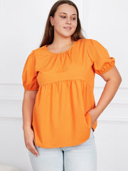  Casual Blouse Women's Plain Ruched Short Sleeve Round Neck