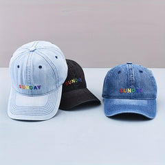 Embroidery Baseball Cap Denim Washed Unisex Couple Sun Hat