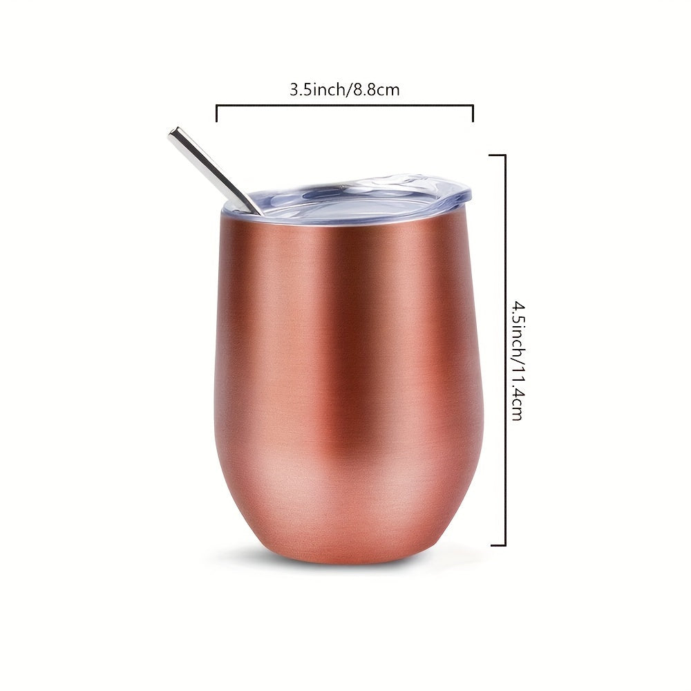 Outdoor Eggshell Cup Rose Golden Water Cup with Lid and Straw