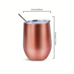 Outdoor Eggshell Cup Rose Golden Water Cup with Lid and Straw