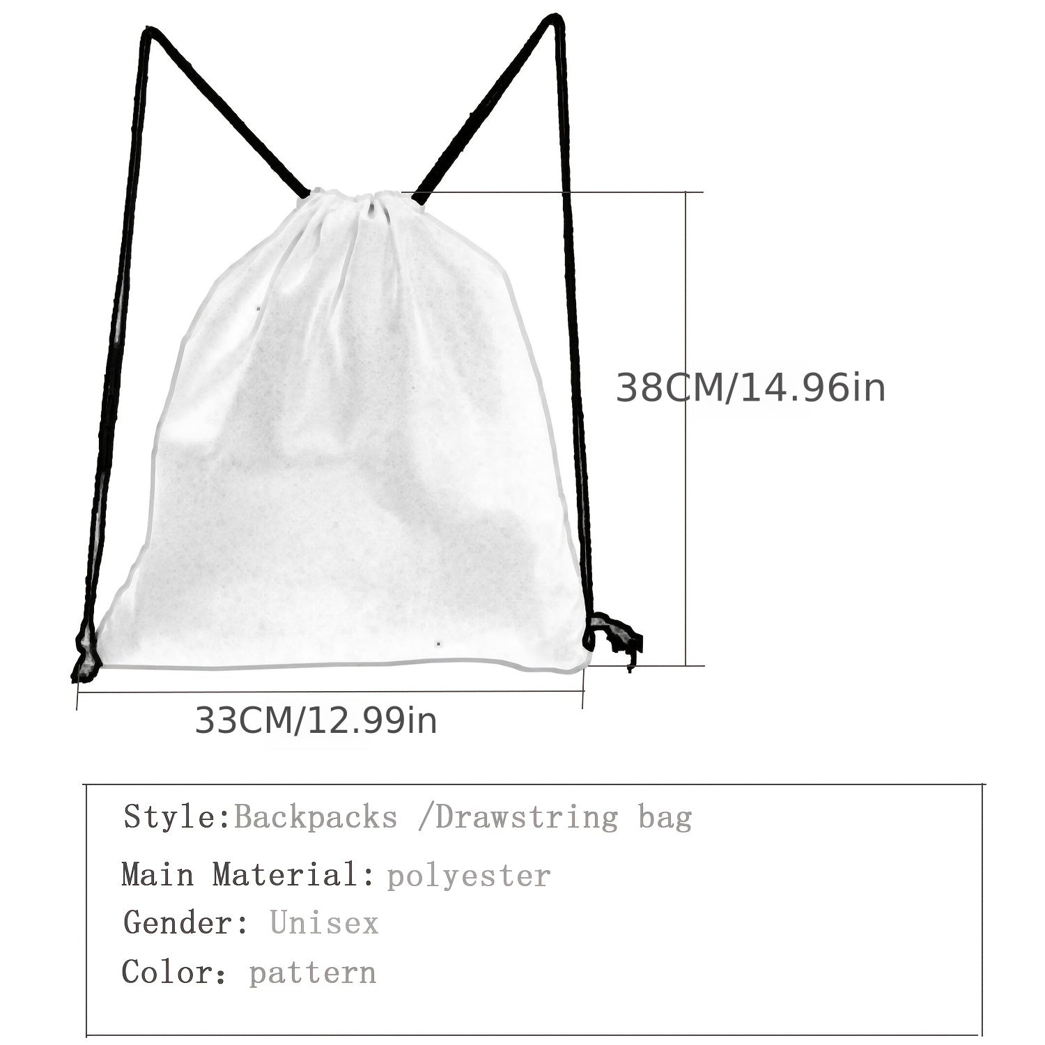 Skull & Flower Print Backpack Drawstring Sports Bag Lightweight Punk Gym Bag
