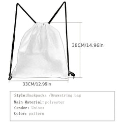 Skull & Flower Print Backpack Drawstring Sports Bag Lightweight Punk Gym Bag