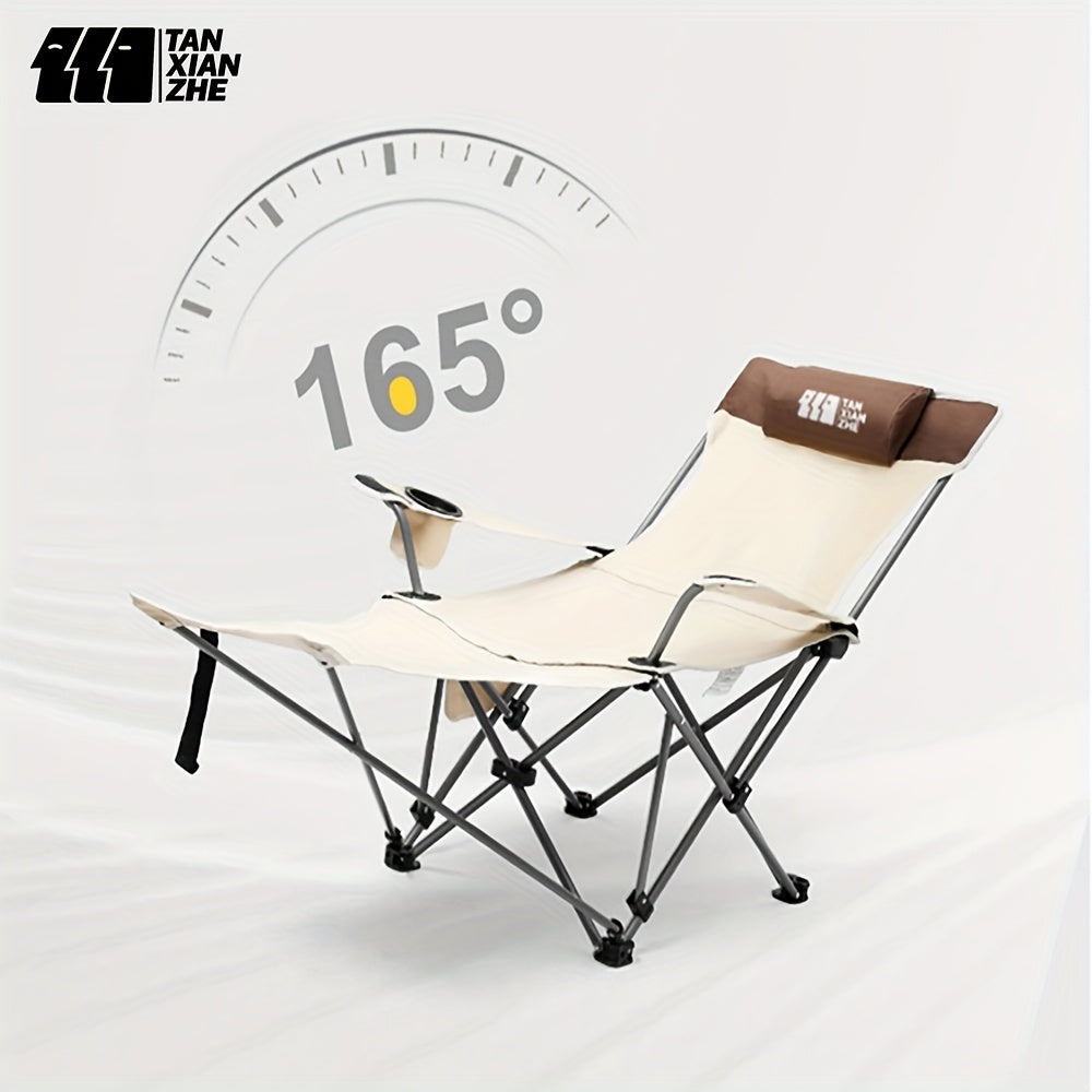 Compact Folding Camping Chair with Footrest and Cup Holder