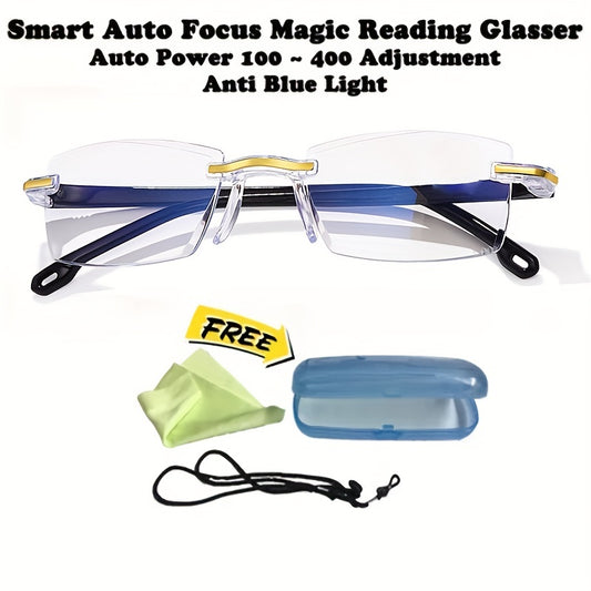 Anti Light Rimless Glasses Unisex Ultralight Intelligent Zoom Glasses