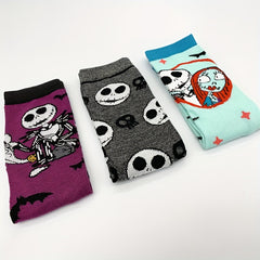 4 Pairs Skull Print Socks Halloween Mid Tube Stockings