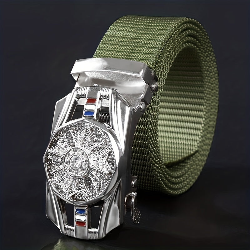 Automatic Buckle Slider Men's Casual Nylon Canvas Belt