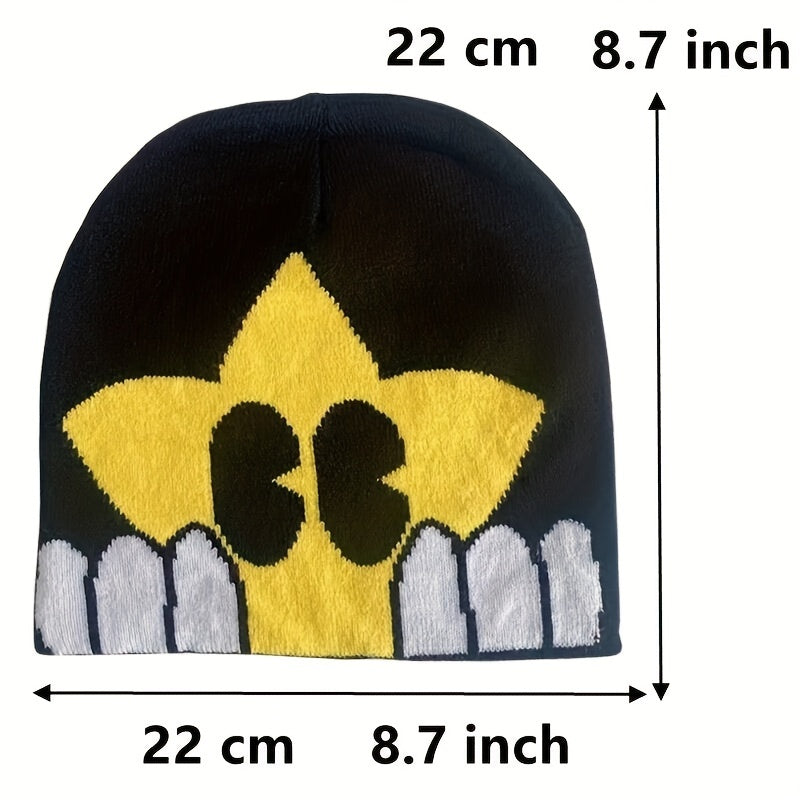 Cartoon Star Jacquard Beanie Warm Knitted Hat Unisex