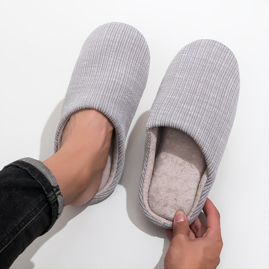 Men's Plush Cozy Slides Soft Slippers Non-Slip Home Shoes Winter
