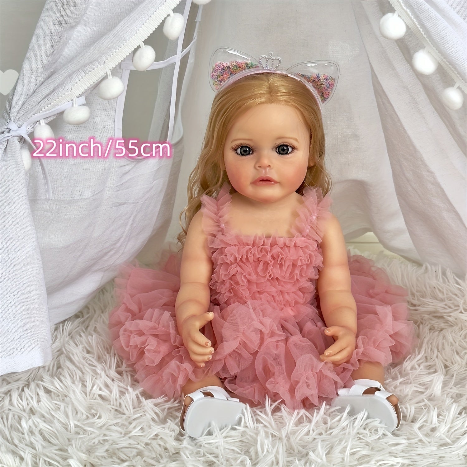 22" Full Vinyl Silicone Reborn Little Princess in Pink Dress