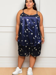  Star & Moon Print Cami Top & Shorts 2 Piece Set