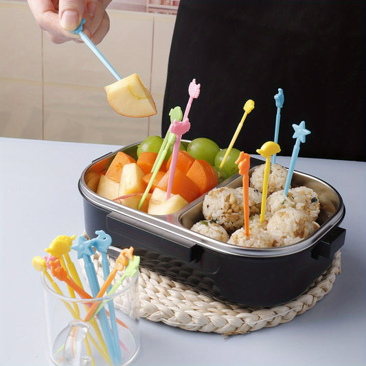 20pcs Animal Fruit Fork Mini Plastic Cartoon Stick Party Cake Fruit D