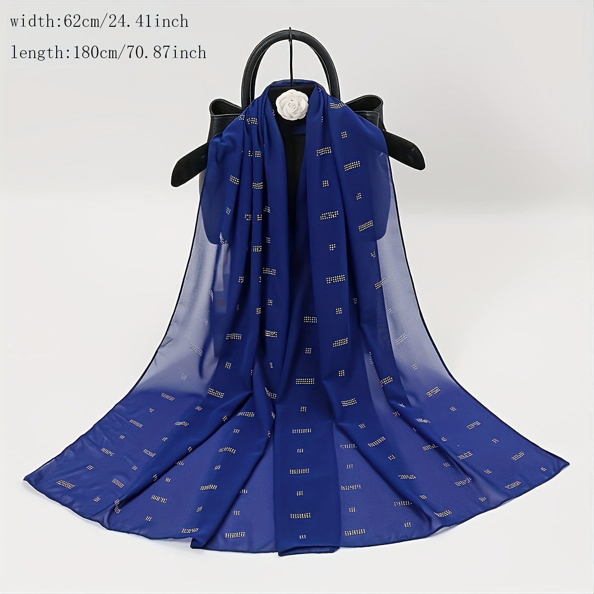 Rhinestone Decor Chiffon Shawl Scarf Wrap for Daily Decoration