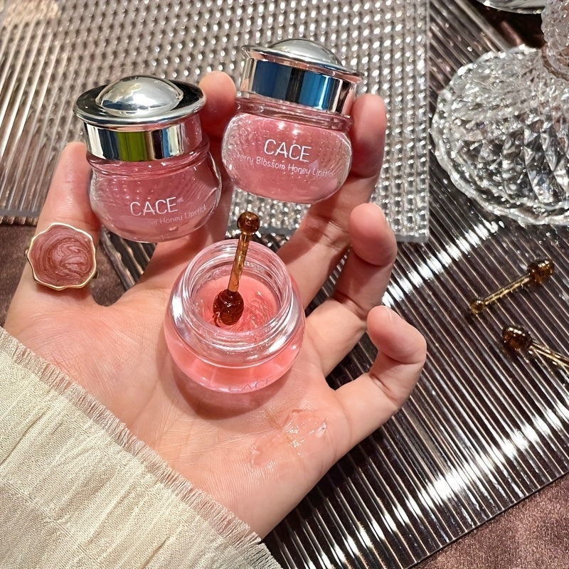 1 Pcs Pink Cherry Honey Moisturizing Lip Mask Peach Natural Lip Care Honey Pot