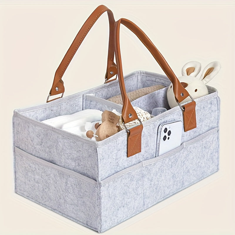 Light Grey Foldable Mommy Diaper Bag With Zipper Large Capacity Storage Bag