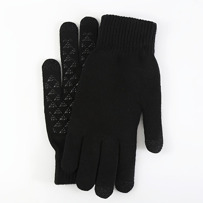 Men's Fleece Winter Touch Screen Gloves Thickened Warm Wool Knitted