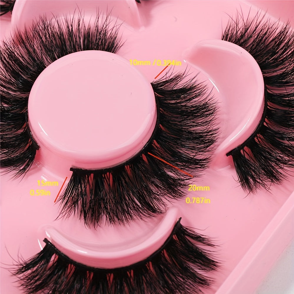 3 Pairs Volumized False Eyelashes Fluffy Wispy Cat Eye Lashes