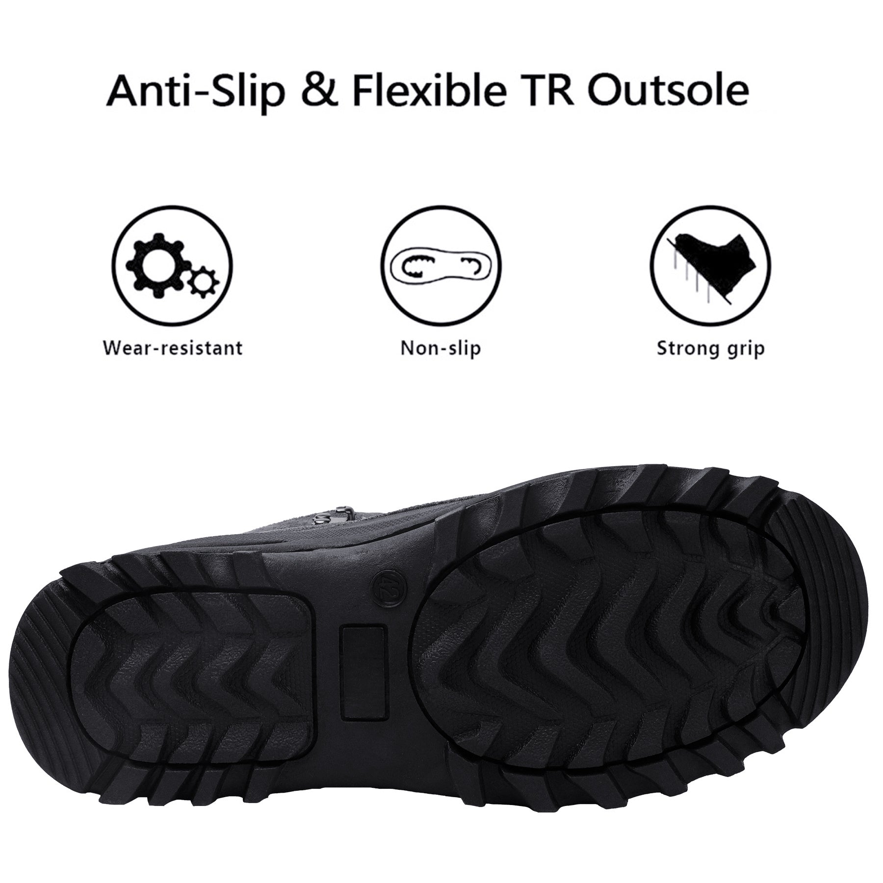 Men's Warm Waterproof Snow Boots Fluffy Lining Non Slip Winter Shoes