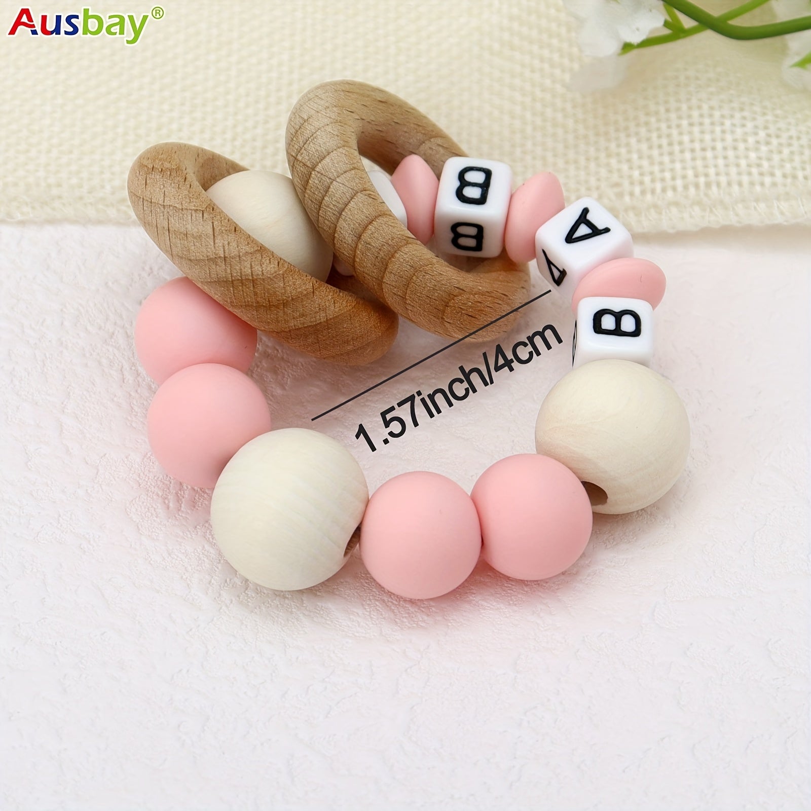 Customizable Wooden Teether Ring for Baby Boys and Girls
