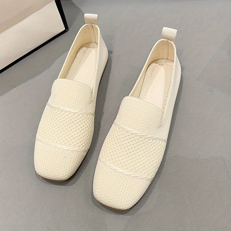 Women's Square Toe Loafers Breathable Flat Shoes Soft Sole Summer Walking Shoes