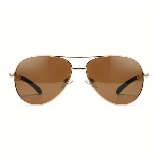 OUWEN Polarized Aviator Sunglasses Men Flexible Metal Sun Glasses VF2202