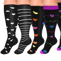 4 Pairs Plus Size Knee High Copper Compression Socks for Women & Men