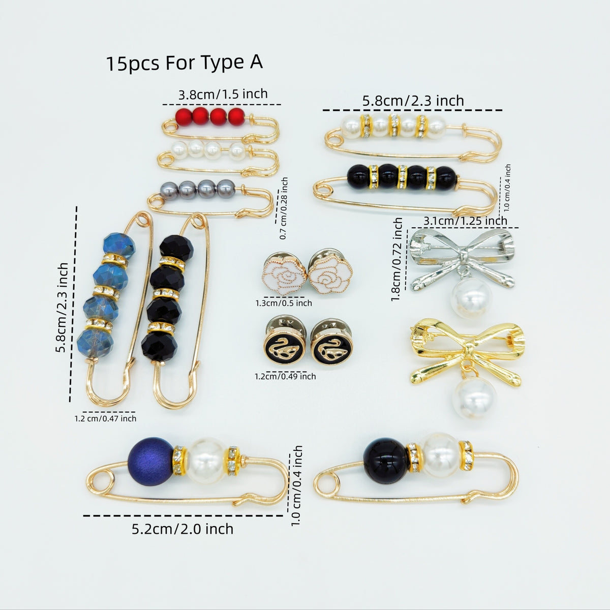 15pcs Brooch Pins Anti Exposure Safety Pins Ladies Clothing Accessories