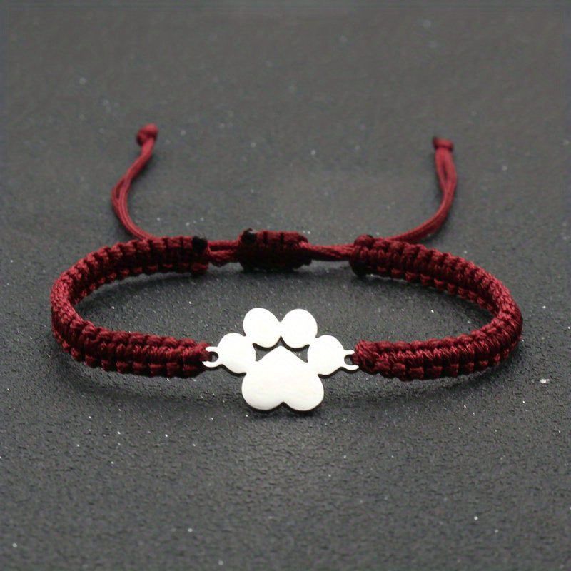 Adjustable Stainless Steel Dog Paw Bracelet for Men