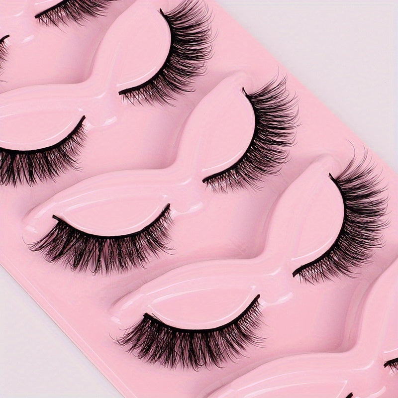 5 Pairs 3D Winged End Cat Eye False Eyelashes
