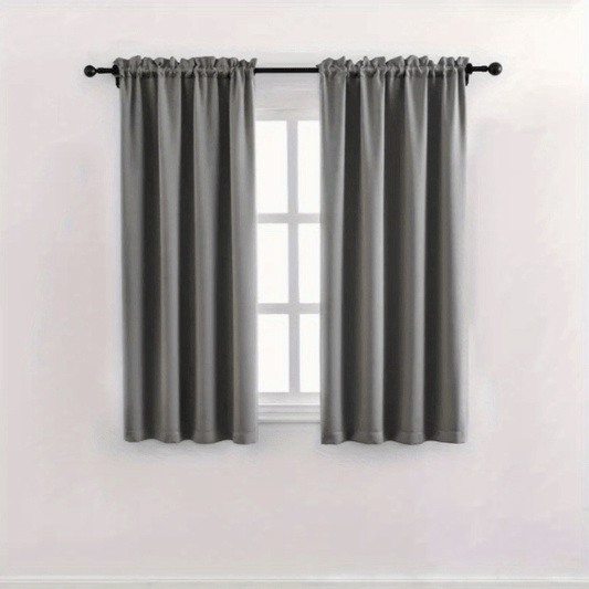 2pcs Blackout Curtains for Bedroom Soft Polyester Fabric with Rod Pocket