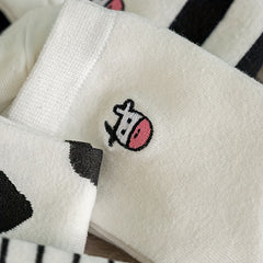 5 Pairs Cartoon Cow Print Socks Women's Mid Tube Stockings
