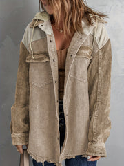 Block Hooded Jacket Casual Women's Outerwear