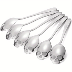 6PCS Skull Teaspoons Sus304 Sugar Spoon Cutlery Set Gothic Hallowee