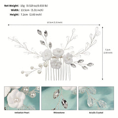 MIALLO Bridal Hair Comb with Crystals & Floral Hairpin