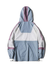 Men's Hooded Windbreaker Jacket Patchwork Contrast