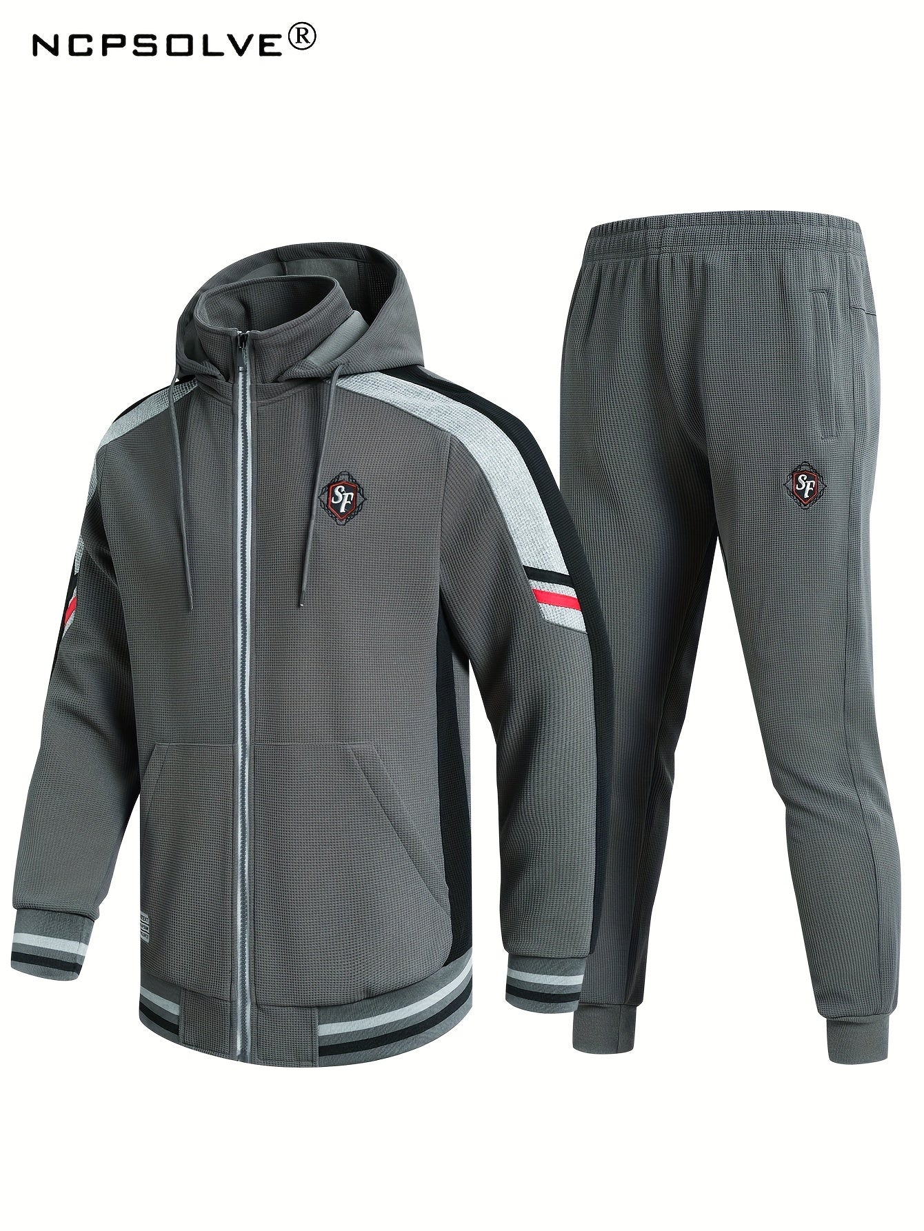 Men's Zip Up Hoodie Joggers Set for Fitness
