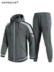 Men's Zip Up Hoodie Joggers Set for Fitness